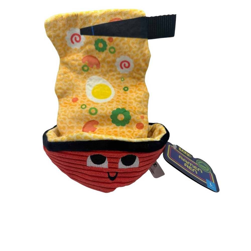 New Bark Box How Ramen-Ren Dog Toy Inside Toy Squeak Crinkle-Large-NEW